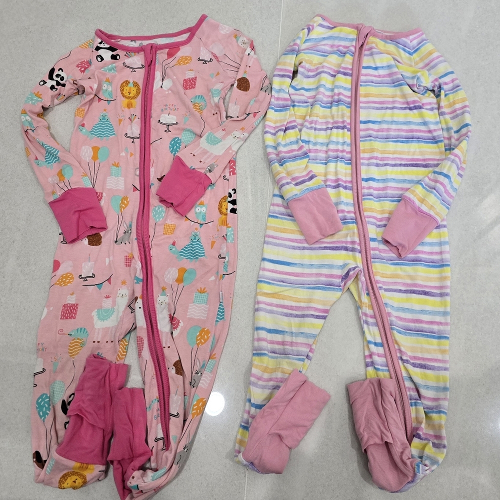 Little Sleepies Birthday & Stripes 18-24 mo zippies